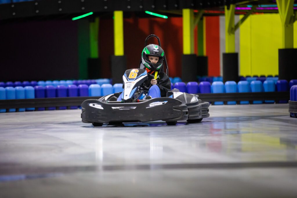A go kart on a shiney track at Powerplay in Bibra Lake